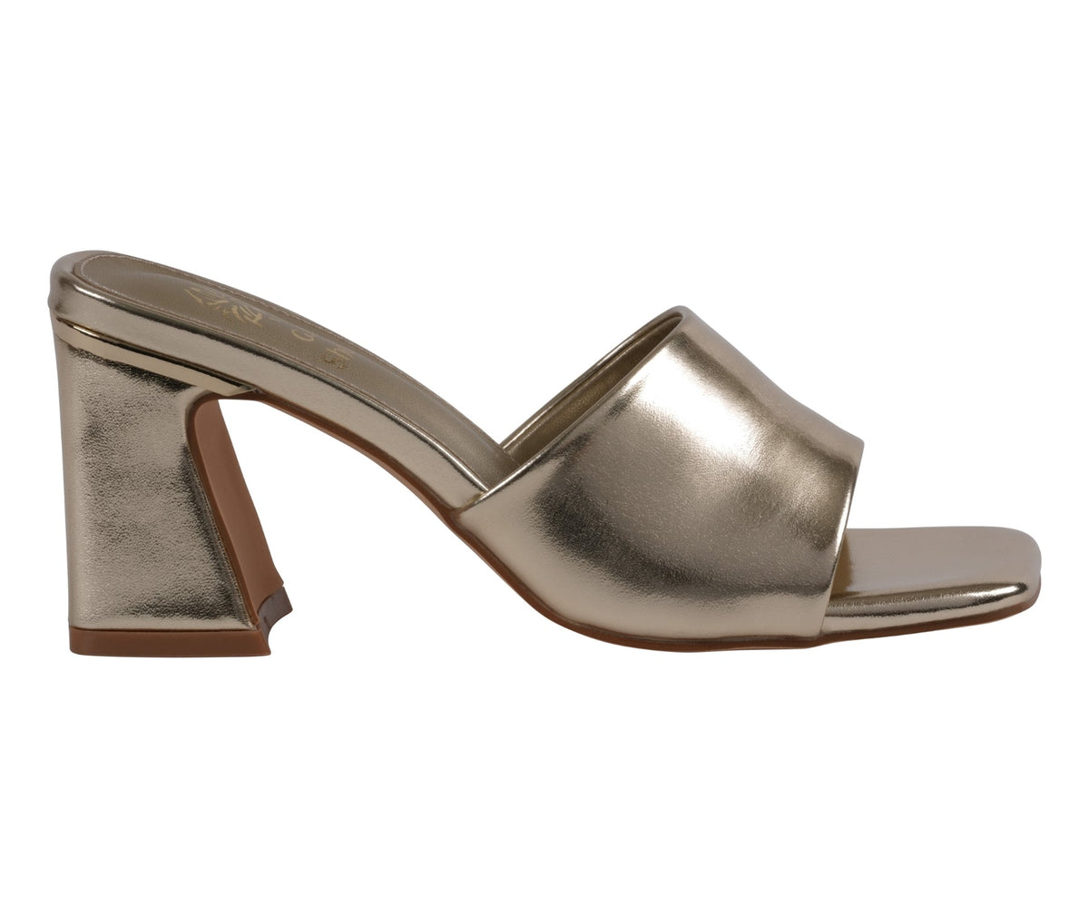 Women's Soho Gold Square Toe Heeled Sandals - Pendo Store