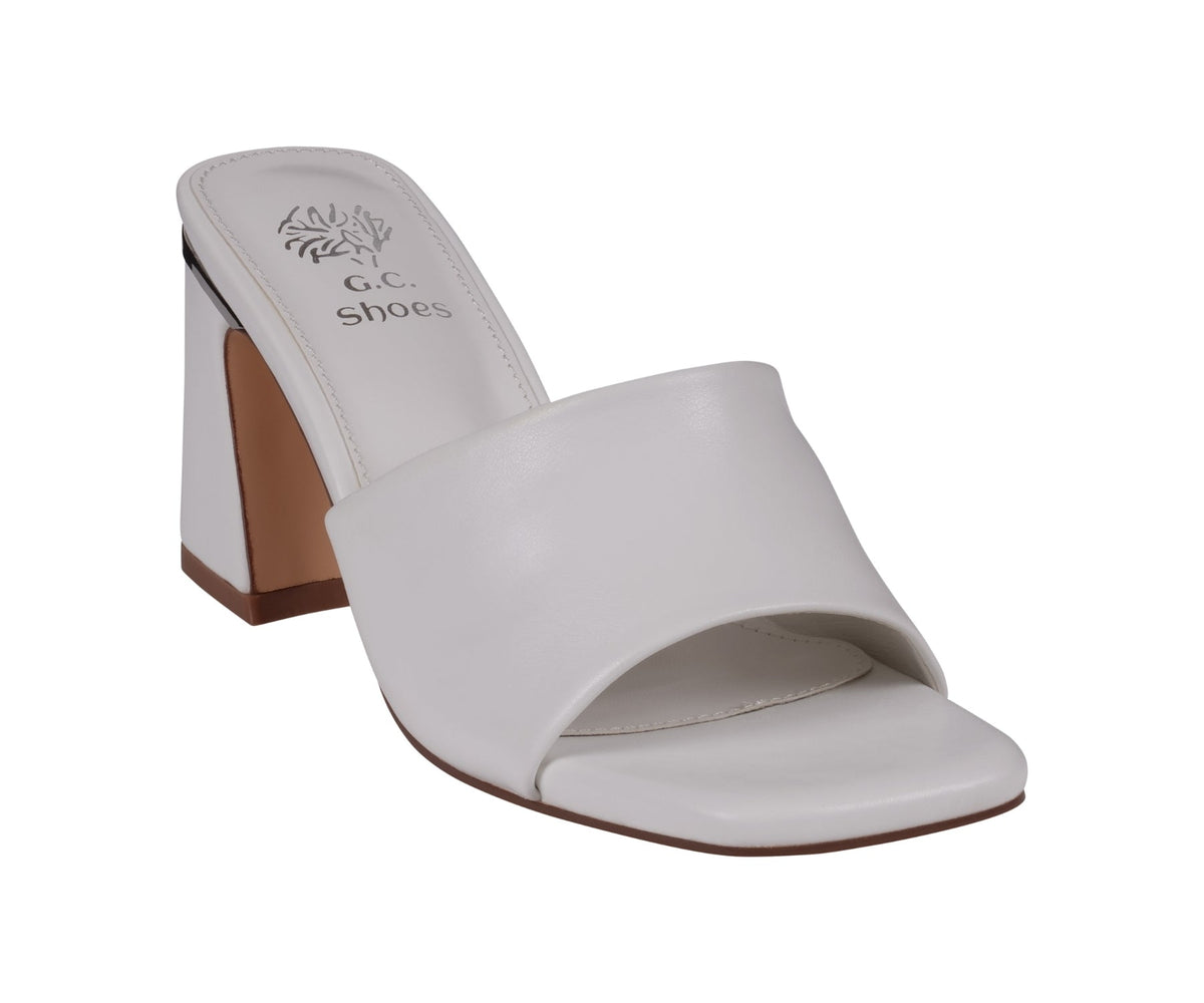 Women's Soho White Square Toe Heeled Sandals - Pendo Store