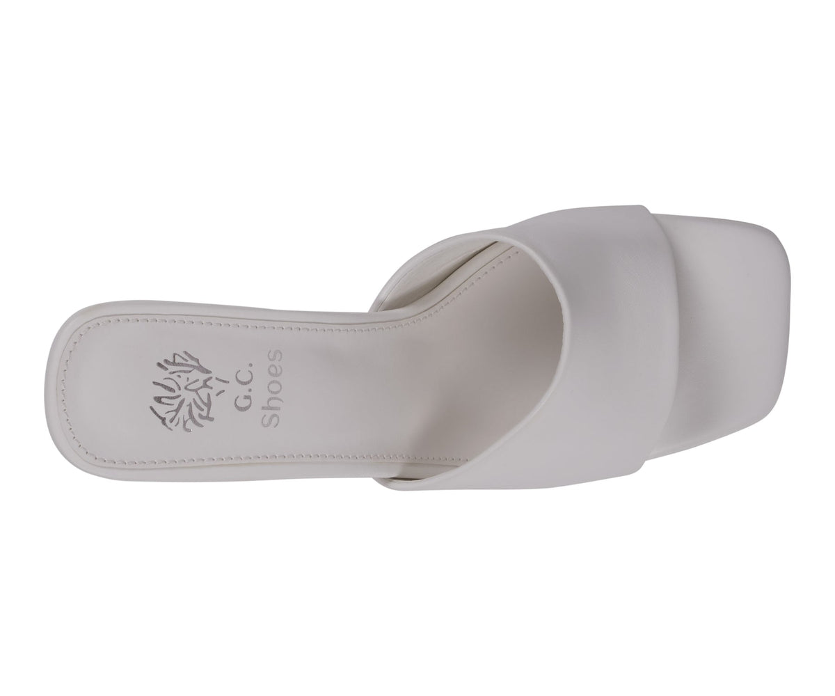 Women's Soho White Square Toe Heeled Sandals - Pendo Store