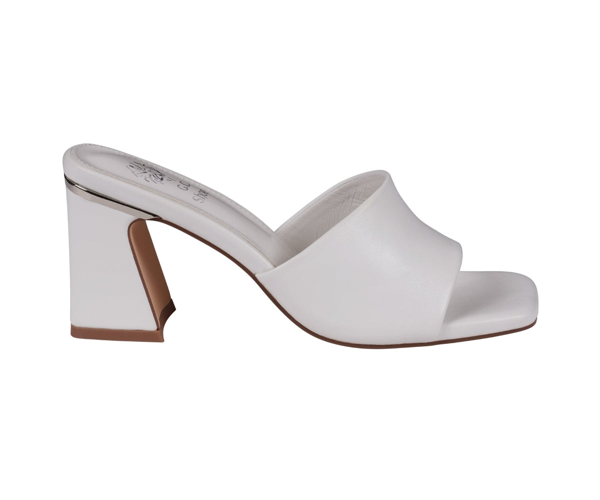 Women's Soho White Square Toe Heeled Sandals - Pendo Store