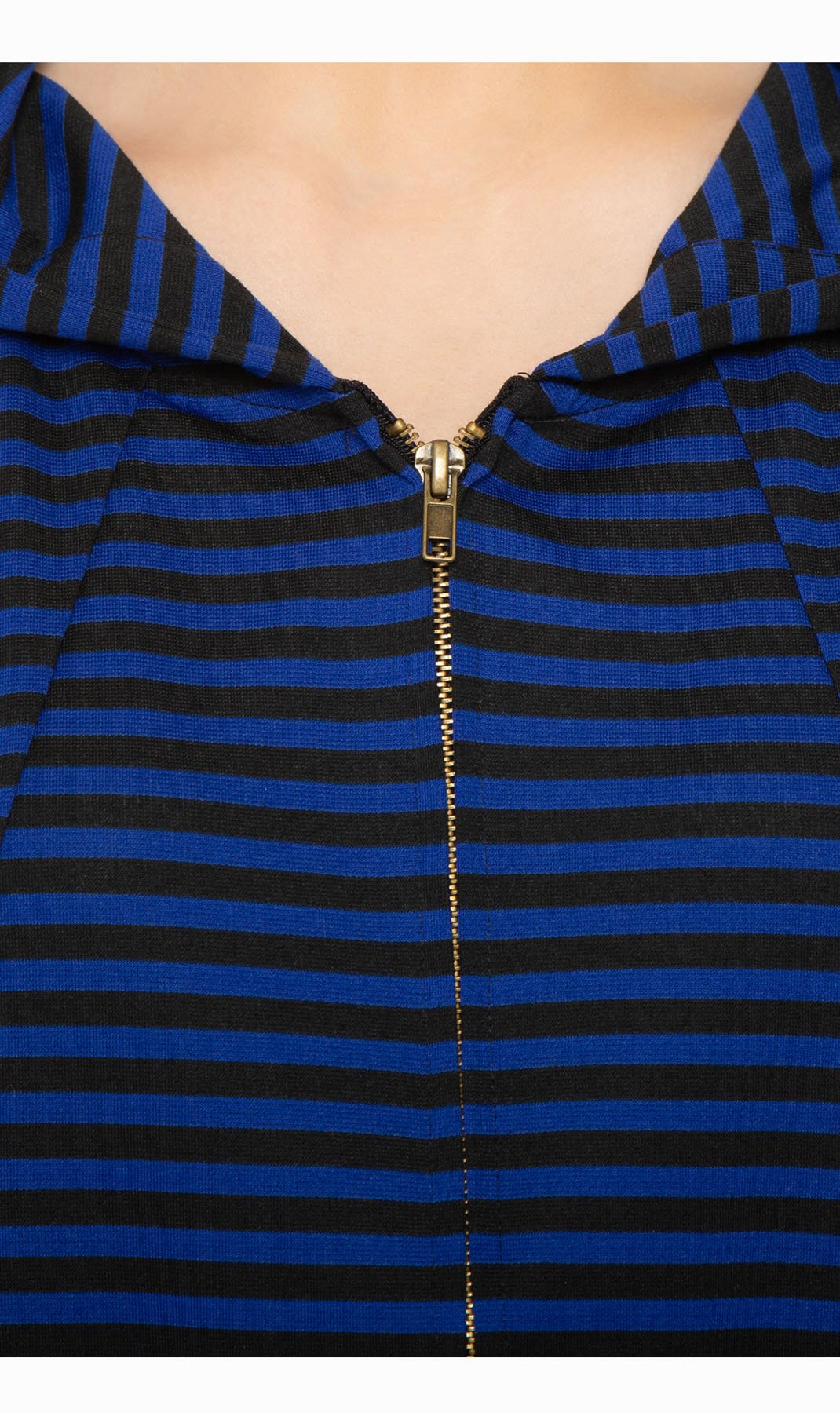 Women's Striped Zip Front High Low Hooded Jacket - Pendo Store
