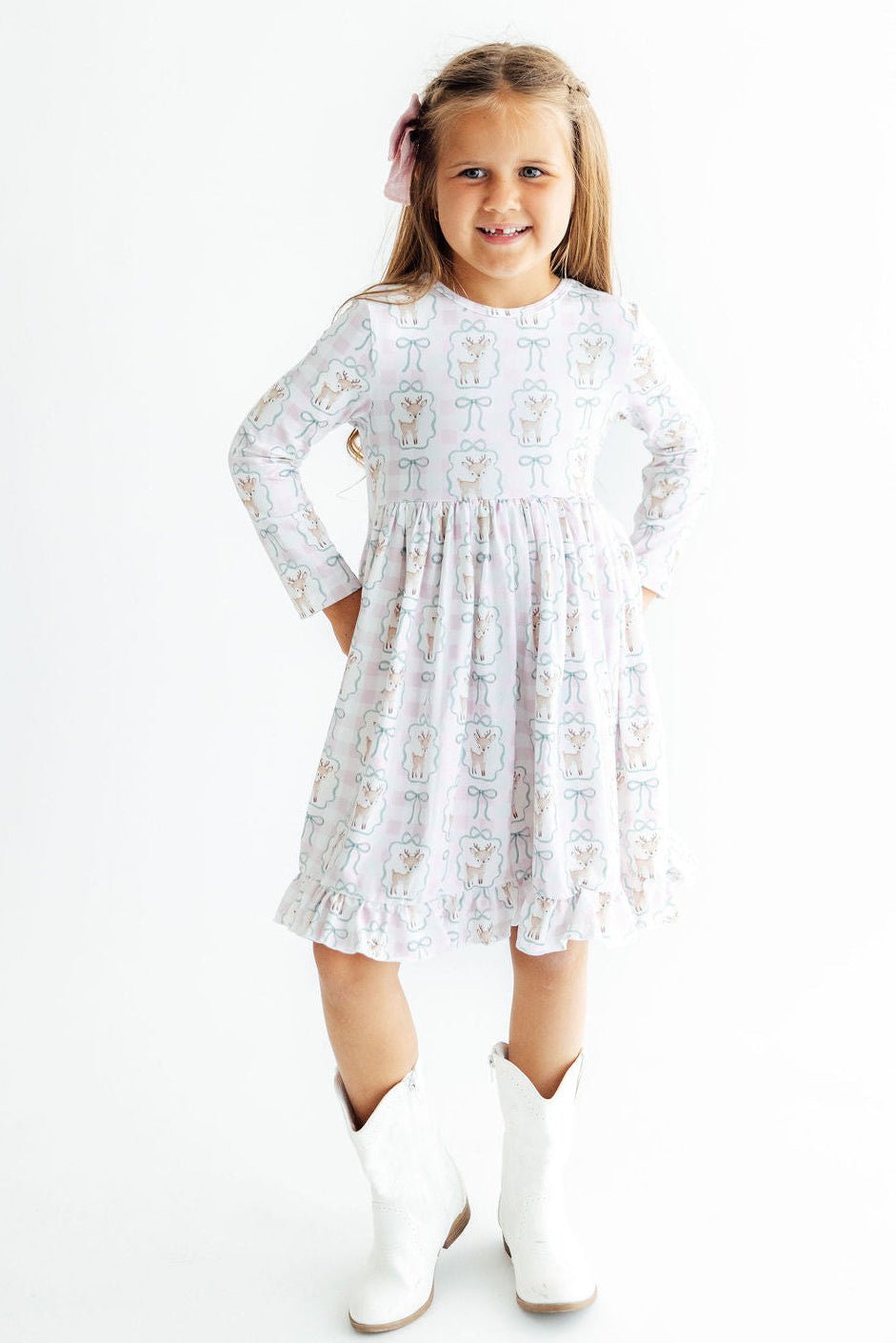 Woodland Whimsy L/S Ruffle Hem Twirl Dress - Pendo Store