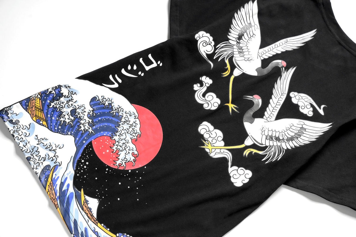 YeT028 Crane and Waves Tee - Pendo Store