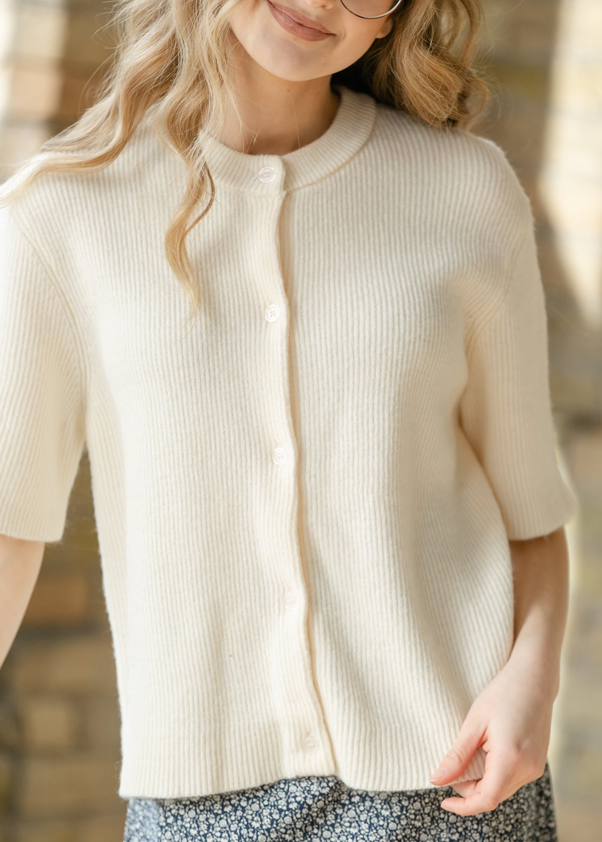 Zadie Ivory Short Sleeve Button Cardigan - Pendo Store