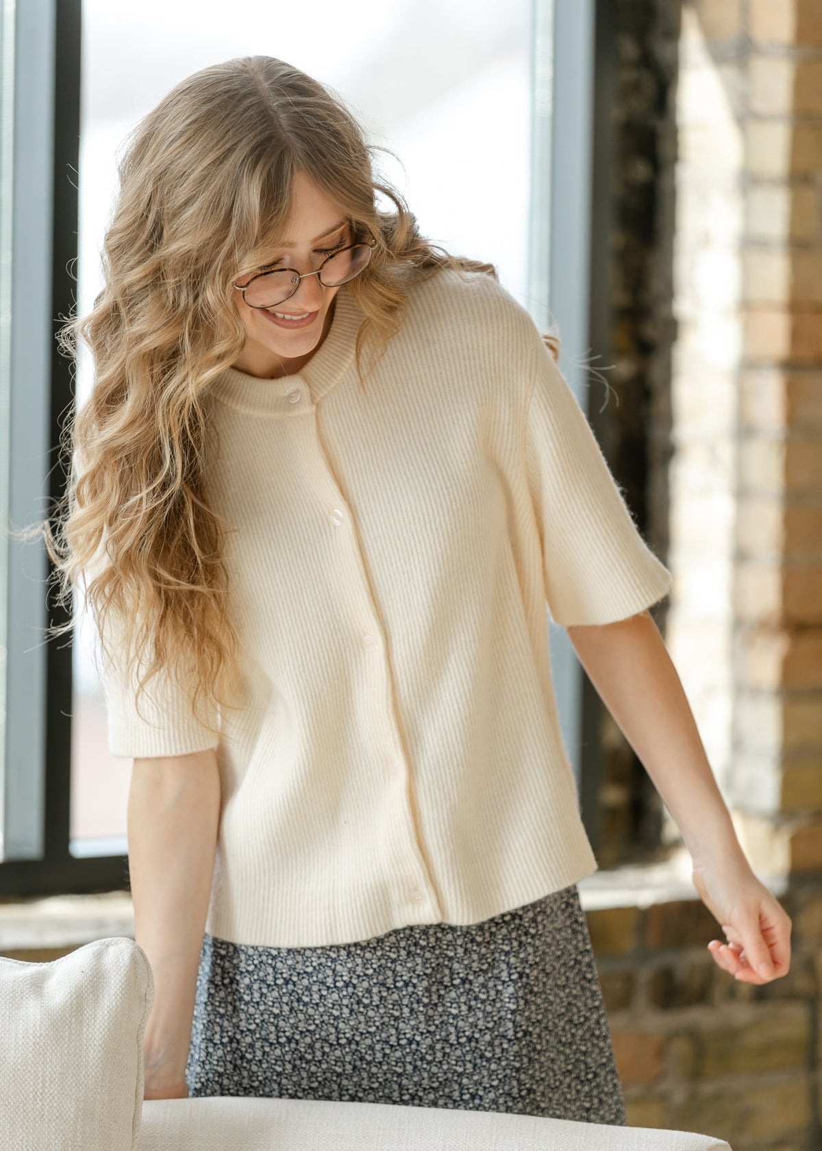 Zadie Ivory Short Sleeve Button Cardigan - Pendo Store