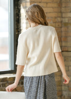 Zadie Ivory Short Sleeve Button Cardigan - Pendo Store