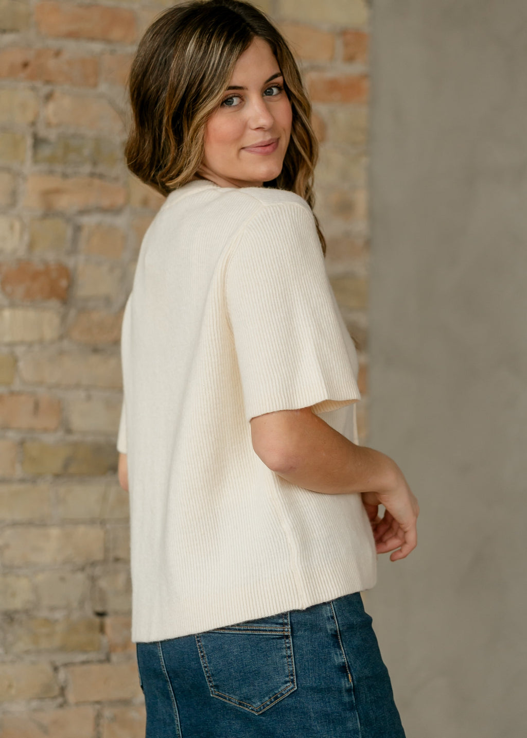 Zadie Ivory Short Sleeve Button Cardigan - Pendo Store